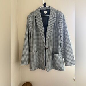 A New Day Houndstooth Blazer in Blue and White
